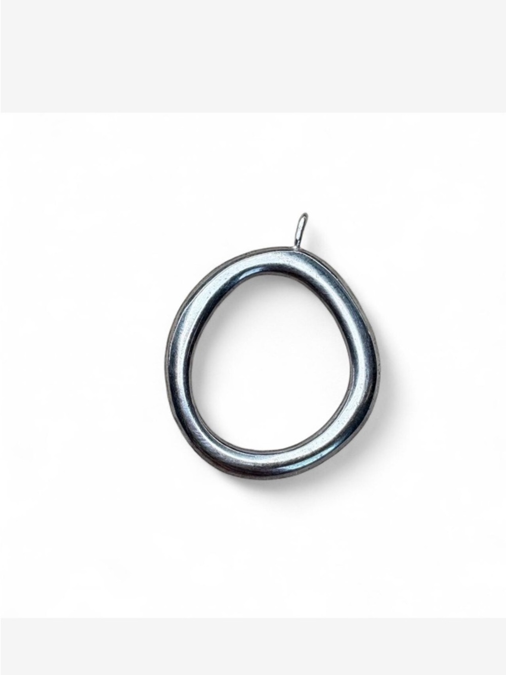 Minimal Irregular Hoop Pendant Necklace Charm in Metallic Gunmetal